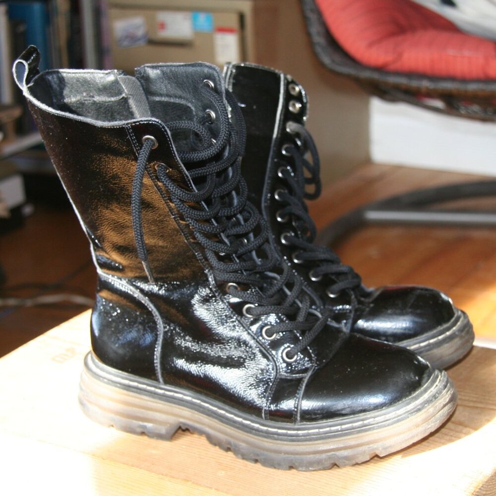 Aqua Diva Black Patent Leather Boots